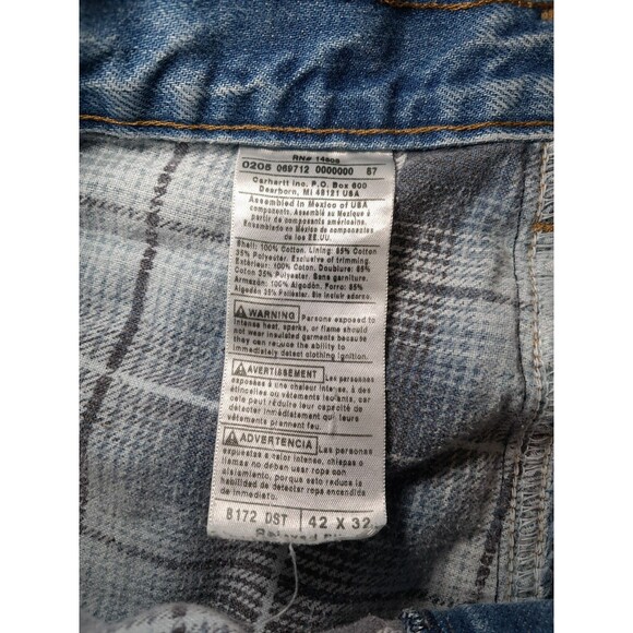 Carhartt Jeans Mens 42x32 Medium Blue Denim Relaxed Fit Liner 100% Cotton - Picture 4 of 11